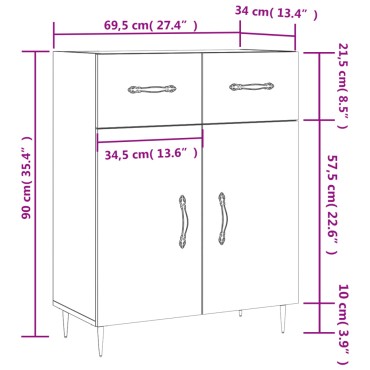 vidaXL Ντουλάπι Γκρι Σκυροδέματος 69,5x34x90cm Επεξεργασμένο Ξύλο 1 τεμ.