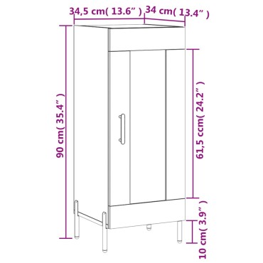 vidaXL Ντουλάπι Καφέ Δρυς 34,5x34x90cm Επεξεργασμένο Ξύλο 1 τεμ.