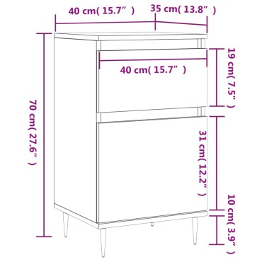 vidaXL Συρταριέρα Καφέ Δρυς 40x35x70cm από Επεξεργασμένο Ξύλο 1 τεμ.