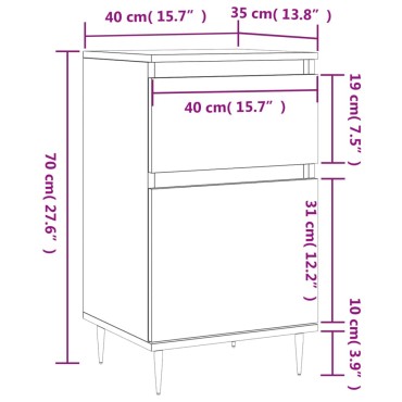vidaXL Ντουλάπια 2 τεμ. Καφέ Δρυς 40x35x70cm από Επεξεργασμένο Ξύλο
