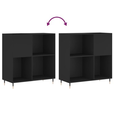 vidaXL Δισκοθήκη Μαύρη 84,5x38x89cm από Επεξεργασμένο Ξύλο