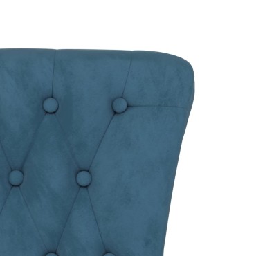 vidaXL Πολυθρόνα με Ψηλή Πλάτη / Σχεδιασμός με Κουμπιά Μπλε Βελούδινη