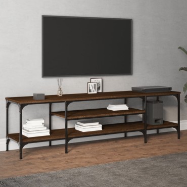 vidaXL Έπιπλο Τηλεόρασης Καφέ Δρυς 161x35x45cm Επεξ. Ξύλο/Σίδερο