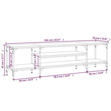 vidaXL Έπιπλο Τηλεόρασης Καφέ Δρυς 161x35x45cm Επεξ. Ξύλο/Σίδερο