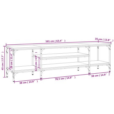 vidaXL Έπιπλο Τηλεόρασης Sonoma Γκρι 161x35x45cm Επεξ. Ξύλο/Σίδερο