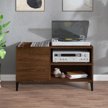 vidaXL Δισκοθήκη Καφέ Δρυς 84,5x38x48cm από Επεξεργασμένο Ξύλο 1 τεμ.