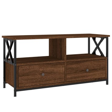 vidaXL Έπιπλο Τηλεόρασης Καφέ Δρυς 90x33x45cm Επεξ. Ξύλο/Σίδερο