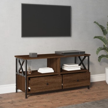 vidaXL Έπιπλο Τηλεόρασης Καφέ Δρυς 90x33x45cm Επεξ. Ξύλο/Σίδερο