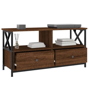 vidaXL Έπιπλο Τηλεόρασης Καφέ Δρυς 90x33x45cm Επεξ. Ξύλο/Σίδερο