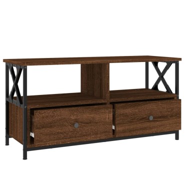 vidaXL Έπιπλο Τηλεόρασης Καφέ Δρυς 90x33x45cm Επεξ. Ξύλο/Σίδερο