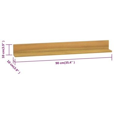 vidaXL Ράφια Τοίχου 2 τεμ. 90x10x10cm από Μασίφ Ξύλο Teak
