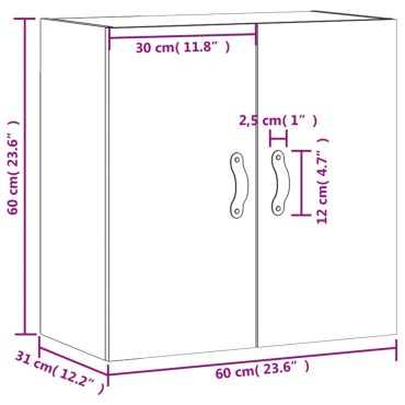 vidaXL Ντουλάπι Τοίχου Γυαλιστερό Λευκό 60x31x60cm Επεξεργασμένο Ξύλο 1 τεμ.