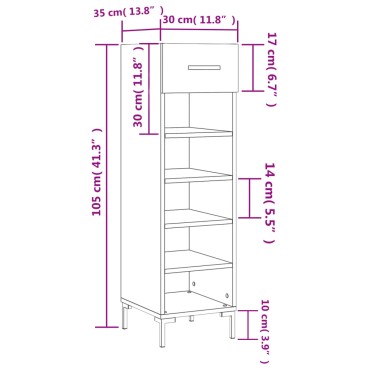 vidaXL Παπουτσοθήκη Λευκή 30x35x105cm από Επεξεργασμένο Ξύλο 1 τεμ.