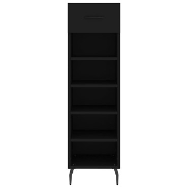 vidaXL Παπουτσοθήκη Μαύρη 30x35x105cm από Επεξεργασμένο Ξύλο 1 τεμ.