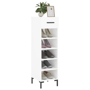 vidaXL Παπουτσοθήκη Γυαλιστερό Λευκό 30x35x105cm Επεξεργασμένο Ξύλο 1 τεμ.