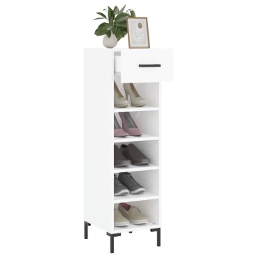 vidaXL Παπουτσοθήκη Γυαλιστερό Λευκό 30x35x105cm Επεξεργασμένο Ξύλο 1 τεμ.