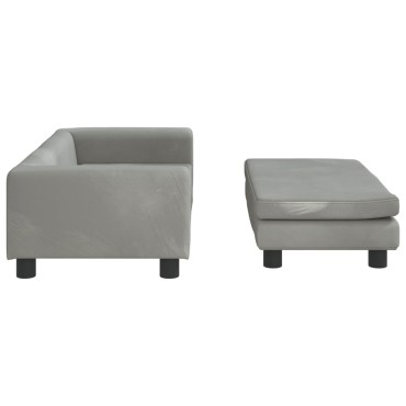 vidaXL Καναπές Παιδικός με Υποπόδιο Αν. Γκρι 100x50x30cm Βελούδινος 1 τεμ.