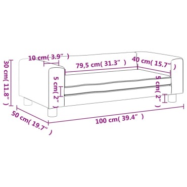 vidaXL Καναπές Παιδικός με Υποπόδιο Αν. Γκρι 100x50x30cm Βελούδινος