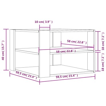 vidaXL Τραπεζάκι Σαλονιού Μαύρο 59,5x59,5x40cm από Επεξεργ. Ξύλο 1 τεμ.