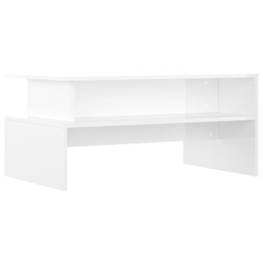 vidaXL Τραπεζάκι Σαλονιού Γυαλ. Λευκό 90x55x42,5cm Επεξεργ. Ξύλο 1 τεμ.