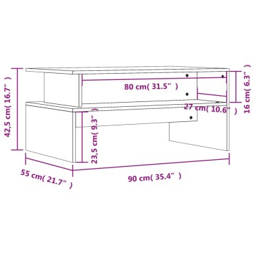 vidaXL Τραπεζάκι Σαλονιού Γυαλ. Λευκό 90x55x42,5cm Επεξεργ. Ξύλο 1 τεμ.