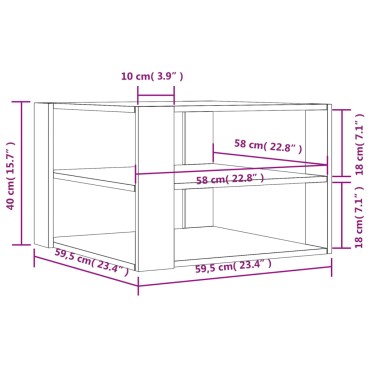vidaXL Τραπεζάκι Σαλονιού Sonoma Δρυς 59,5x59,5x40cm Επεξεργ. Ξύλο 1 τεμ.