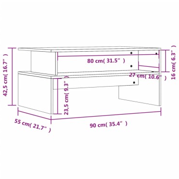 vidaXL Τραπεζάκι Σαλονιού Sonoma Δρυς 90x55x42,5cm Επεξεργασμένο Ξύλο 1 τεμ.