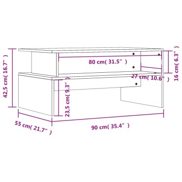 vidaXL Τραπεζάκι Σαλονιού Γκρι Sonoma 90x55x42,5cm Επεξεργασμένο Ξύλο 1 τεμ.