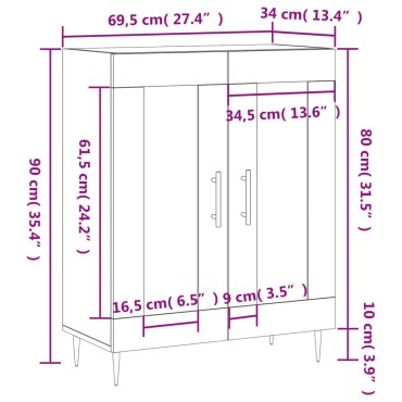 vidaXL Ντουλάπι Καφέ Δρυς 69,5x34x90cm Επεξεργασμένο Ξύλο 1 τεμ.