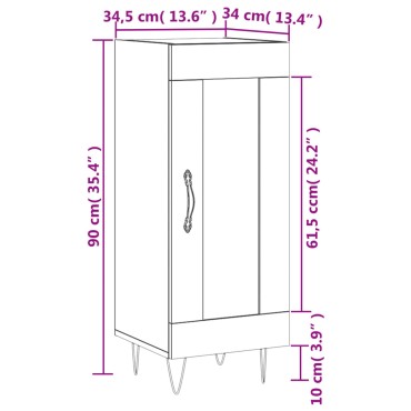 vidaXL Ντουλάπι Καφέ Δρυς 34,5x34x90cm Επεξεργασμένο Ξύλο 1 τεμ.