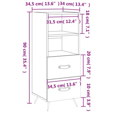 vidaXL Ντουλάπι Sonoma Δρυς 34,5x34x90cm από Επεξεργασμένο Ξύλο 1 τεμ.