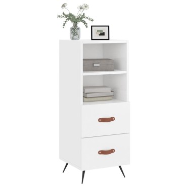 vidaXL Ντουλάπι Γυαλιστερό Λευκό 34,5x34x90cm Επεξεργασμένο Ξύλο 1 τεμ.