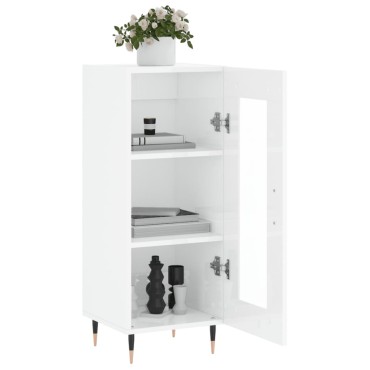 vidaXL Ντουλάπι Γυαλιστερό Λευκό 34,5x34x90cm Επεξεργασμένο Ξύλο 1 τεμ.