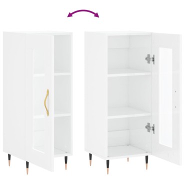 vidaXL Ντουλάπι Γυαλιστερό Λευκό 34,5x34x90cm Επεξεργασμένο Ξύλο 1 τεμ.