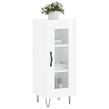 vidaXL Ντουλάπι Γυαλιστερό Λευκό 34,5x34x90cm Επεξεργασμένο Ξύλο 1 τεμ.