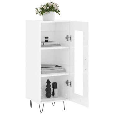 vidaXL Ντουλάπι Γυαλιστερό Λευκό 34,5x34x90cm Επεξεργασμένο Ξύλο 1 τεμ.