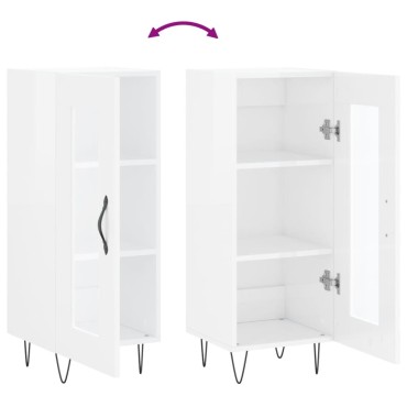 vidaXL Ντουλάπι Γυαλιστερό Λευκό 34,5x34x90cm Επεξεργασμένο Ξύλο 1 τεμ.