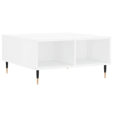 vidaXL Τραπεζάκι Σαλονιού Γυαλ. Λευκό 60x60x30cm Επεξεργασμένο Ξύλο 1 τεμ.