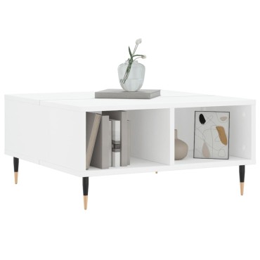 vidaXL Τραπεζάκι Σαλονιού Γυαλ. Λευκό 60x60x30cm Επεξεργασμένο Ξύλο 1 τεμ.