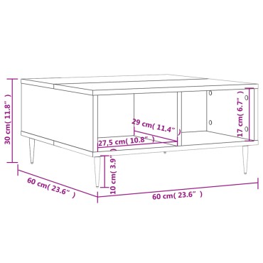 vidaXL Τραπεζάκι Σαλονιού Γυαλ. Λευκό 60x60x30cm Επεξεργασμένο Ξύλο 1 τεμ.