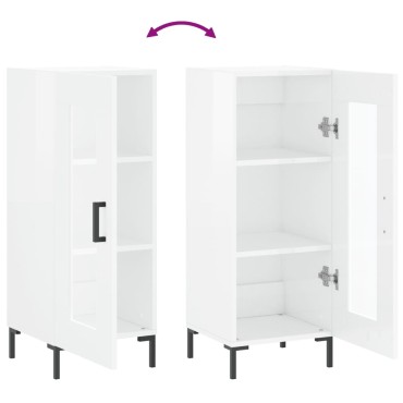 vidaXL Ντουλάπι Γυαλιστερό Λευκό 34,5x34x90cm Επεξεργασμένο Ξύλο 1 τεμ.