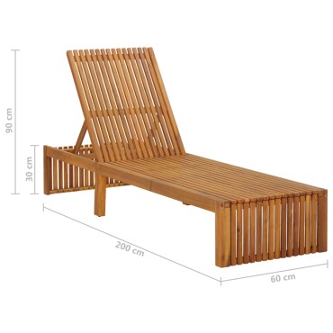 vidaXL Ξαπλώστρα από Μασίφ Ξύλο Ακακίας 200x60x30/90cm 1 τεμ.
