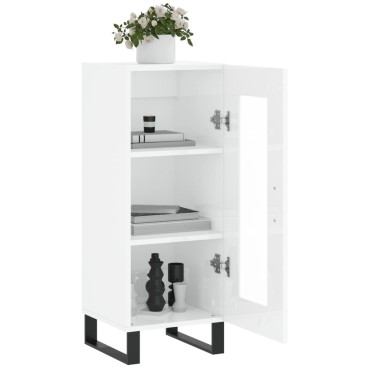 vidaXL Ντουλάπι Γυαλιστερό Λευκό 34,5x34x90cm Επεξεργασμένο Ξύλο 1 τεμ.