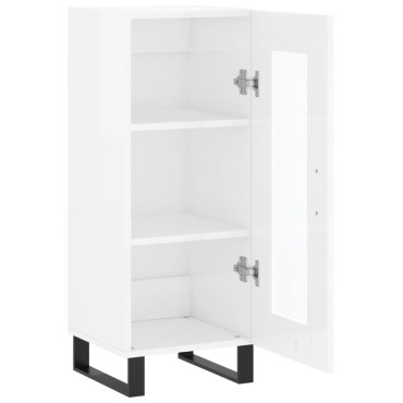 vidaXL Ντουλάπι Γυαλιστερό Λευκό 34,5x34x90cm Επεξεργασμένο Ξύλο 1 τεμ.