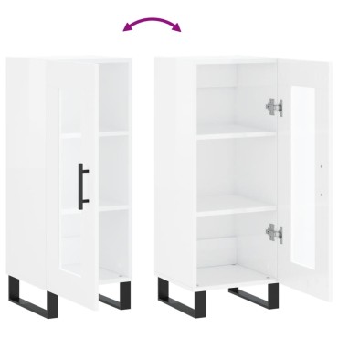 vidaXL Ντουλάπι Γυαλιστερό Λευκό 34,5x34x90cm Επεξεργασμένο Ξύλο 1 τεμ.