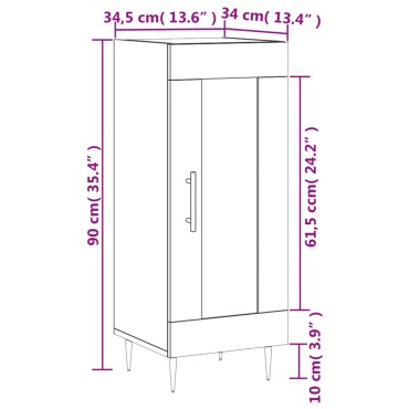 vidaXL Ντουλάπι Γκρι Sonoma 34,5x34x90cm από Επεξεργασμένο Ξύλο 1 τεμ.