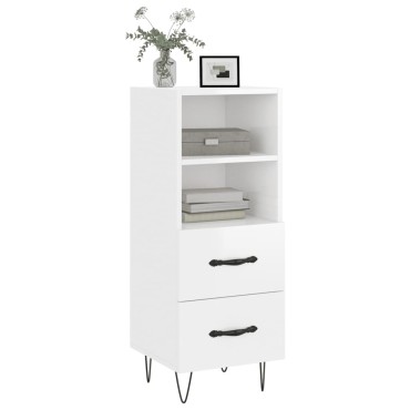 vidaXL Ντουλάπι Γυαλιστερό Λευκό 34,5x34x90cm Επεξεργασμένο Ξύλο 1 τεμ.