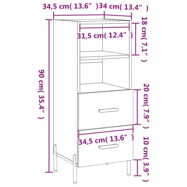vidaXL Ντουλάπι Καπνιστή Δρυς 34,5x34x90cm Επεξεργασμένο Ξύλο 1 τεμ.