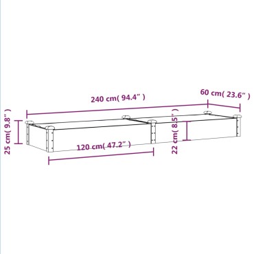 vidaXL Ζαρντινιέρα Υπερυψ. με Επένδυση Καφέ 240x60x25 εκ. Μασίφ Ελάτη