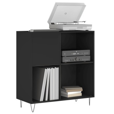 vidaXL Δισκοθήκη Μαύρη 84,5x38x89cm από Επεξεργασμένο Ξύλο